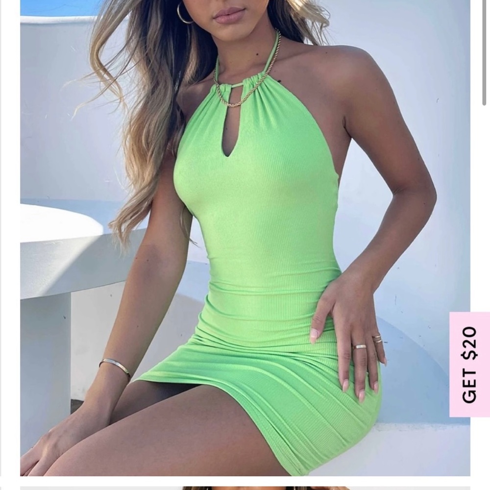 White fox artist muse mini dress in lime. Brand new no tags.